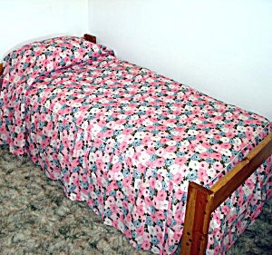 1960s Never Used Blue Pink Floral Seersucker Twin Bedspread, 2 Avail