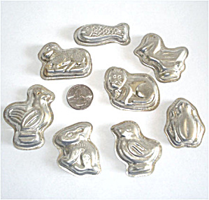 Set 8 West German Tin Animals Candy Molds