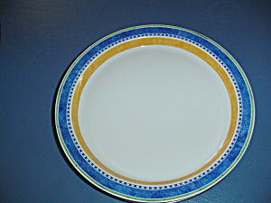 Dansk Kobenhavn Dinner Plates Blue, White, Orange, Green