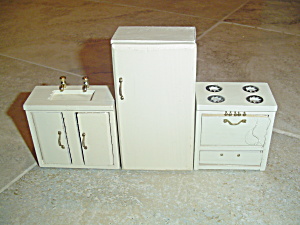 3 Pc. Kitchen Appliances Wood Doll House Furniture