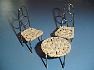 Wicker And Metal Patio Set Doll House Furniture