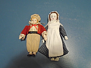 2 Porcelain Dolls Ornaments