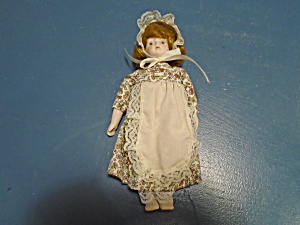 Small Porcelain Colonial Dress Doll 8 In. High