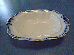 Antique Flow Blue Oval Serving Bowl Made In England