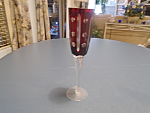 Unknown Maker Red Cut Glass Champagne Flute