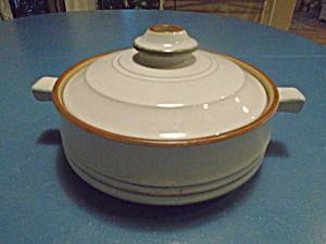 Denby Corfu Gray/tan And Rust Covered Casserole