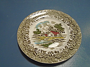 Grindley Country Style Salad Plates Black And Gray W/buildings