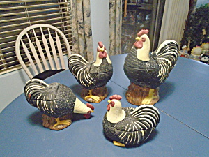 Sakura Rooster Ceramic Canisters Set Of 4 W/covers