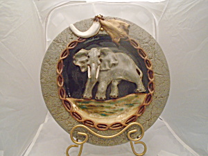 Fired Fantasies 3 D Elephant Plaque Hand Made Beautiful