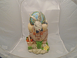 Rabbit Cookie Jar Ceramic W/large Egg For The Cover