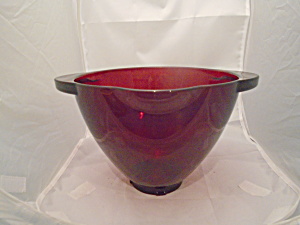 Unmarked Ruby Red 4 Qt. Pour Spout And Double Handles Mixing Bowl
