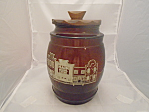 Siesta Ware Cookie Jar W/wood Lid Vintage Mint
