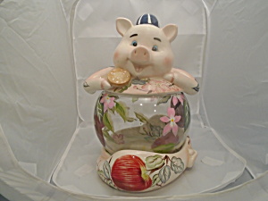 Vigour Giftland Hand Painted Glass/ceramic Pig Cookie Jar