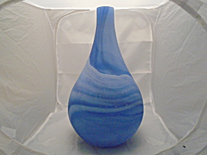 Blue Swirl Art Glass Tall Vase Made In India