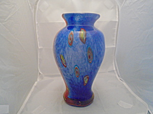 Art Glass Cased Gorgeous Vase Peacock Feathers, Murano?