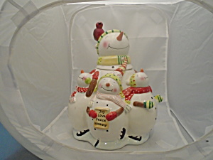 Oneida Snowman Family Ceramic Cookie Jar - So Cute