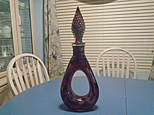 Amethyst Cased Large Decanter W/black And Metallic Gold Spots