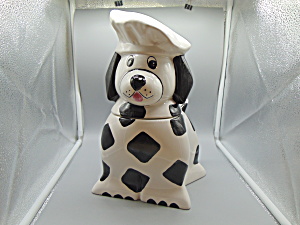 Lucky Yukky Puppy Co Black And White Stoneware Dog Cookie Jar