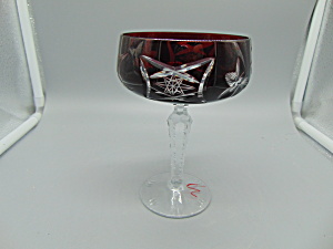 Crystal Clear Industry Hungary Cut Glass Red Champagne Glass