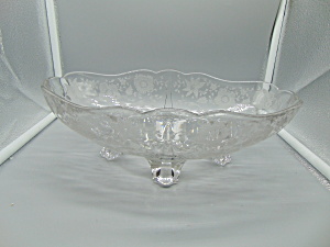 Cambridge Wildflower Etched 4 Toed Oval Bowl/banana Boat