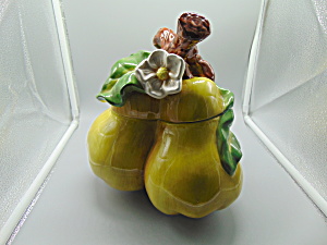 Cluster Of 3 Pears Ceramic Cookie Jar.
