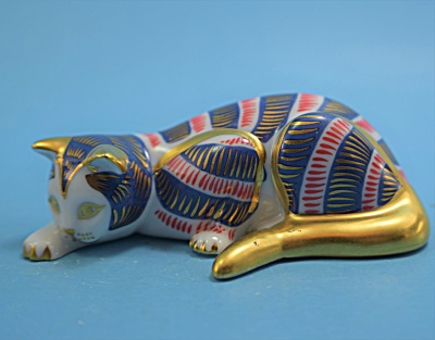 Franklin Mint Red Bold Gold Deco Cat