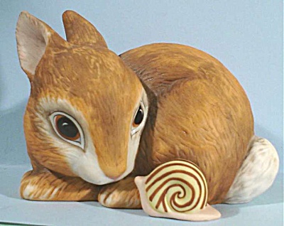 1984 Franklin Mint Porcelain Bunny Rabbit And Snail