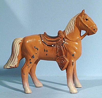 1960s Painted Pot Metal Palomino Western Horse