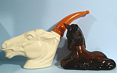 Avon Lying Foal And Horse Head Pipe Shaped Bottles