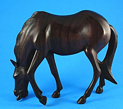 Carved Wood Grazing Horse
