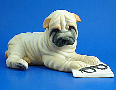 Franklin Mint Porcelain Shar-pei Dog Figurine