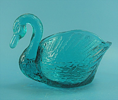 Blue Glass Swan Dish
