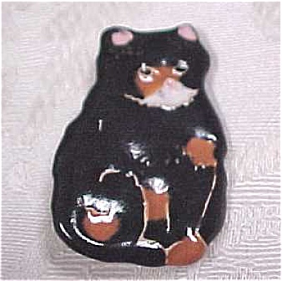 Black Cat Pottery Pin