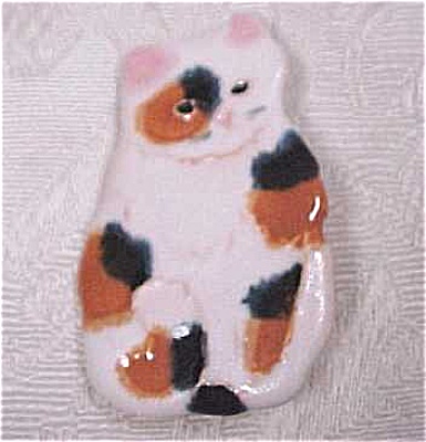 Calico Cat Pottery Pin
