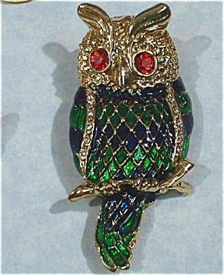 Beautiful Enameled Owl Pin