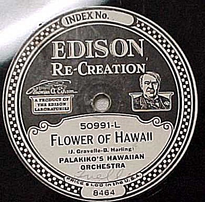 Edison Record 'flower Of Hawaii' 'hawaiian Nighingale'