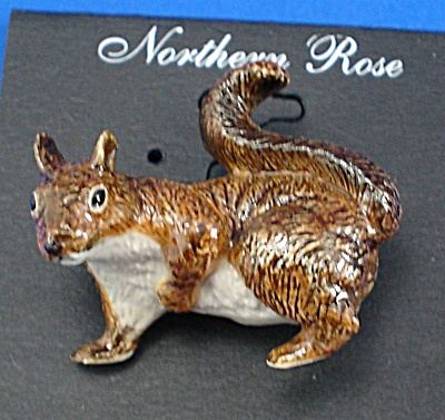 Northern Rose Porcelain Red Squirrel Pin