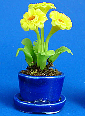 Dollhouse Miniature Flowers In Porcelain Planter