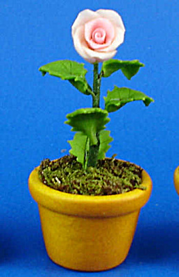 Dollhouse Miniature Rose In Clay Pot
