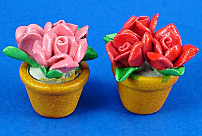 Dollhouse Miniature Flowers In Clay Pot
