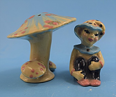 Ceramic Arts Studio Pixie With Mushroom Shakers