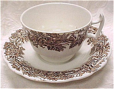 Booths Brown Vine & Wheat Cup & Saucer