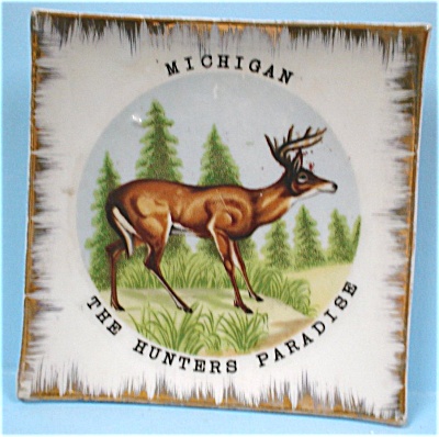 Michigan Souvenir Miniature Deer Plate