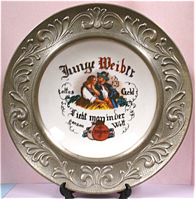 Creidlitz German Porcelain Plate In Pewter