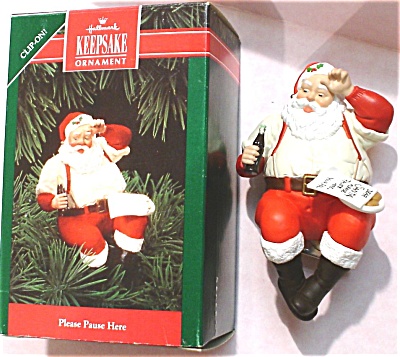 1992 Hallmark Clip-on Coca-cola Santa Ornament