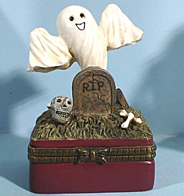 Resin Graveyard Halloween Trinket Box