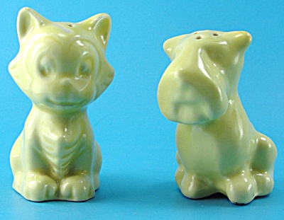 Vintage Pottery Figaro Cat And A Scotty Dog S/p Shakers