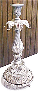 Brass Candlestick Large Ornate Lamp Base Roses Glass