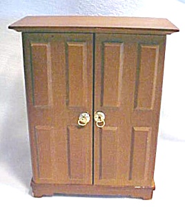 Doll House Wardrobe Armoire Wood + Hat Box
