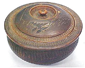 Miniature Carved Box Round Ornate Old
